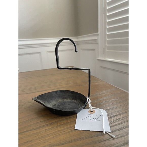 EARLY ANTIQUE 1800'S Iron CRUSIE Cruse OIL LAMP!